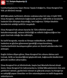 Cumhurbaşkanı Erdoğan'dan Sivas Kongresi mesajı