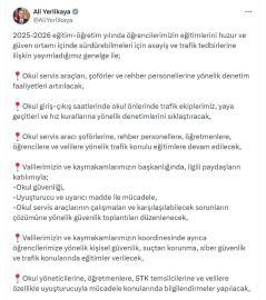 Bakan Yerlikaya: Okul önlerinde trafik ekiplerimiz denetimlerini sıklaştıracak