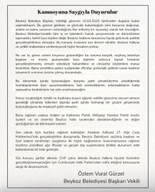 İstanbul - Beykoz Belediye Başkan Vekili Gürzel, CHP'den istifa ettiğini açıkladı