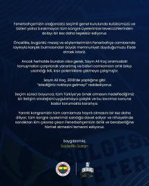 Sadettin Saran: Sayın Ali Koç, istediğiniz noktaya gelmeyi reddediyoruz