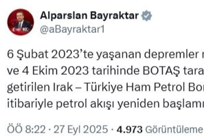 Bakan Bayraktar: Irak-Türkiye ham petrol boru hattından petrol akışı yeniden başladı