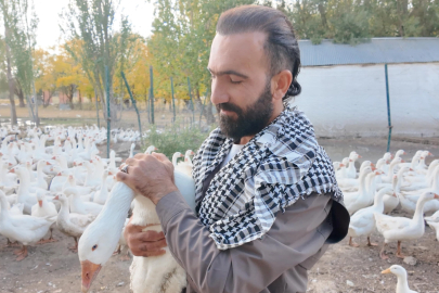 Islık sesiyle yüzlerce kanatlı hayvanı etrafına topluyor