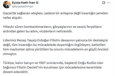 AK Parti'li İnan: Türkiye, bağımsız Filistin için mücadelesine devam edecek