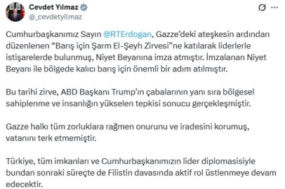 Cevdet Yılmaz: Türkiye, Filistin davasında aktif rol üstlenmeye devam edecektir