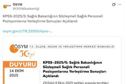 Sözleşmeli sağlık personeli yerleştirme sonuçları açıklandı