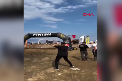 Trabzon- Off-road aracının takla atıp bitiş balonunu devirdiği anlar kamerada