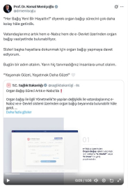 Bakan Memişoğlu: Vatandaşlarımız hem e-Nabız hem de e-Devlet üzerinden organ bağışı vasiyetinde bulunabiliyor