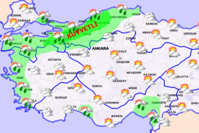 Marmara'nın kuzeydoğusu ve Batı Karadeniz ve Samsun çevreleri için kuvvetli yağış uyarısı