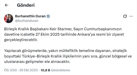 İngiltere Başbakanı Starmer, yarın Ankara’ya gelecek