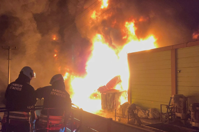 Samsun'da geri dönüşüm fabrikasında yangın