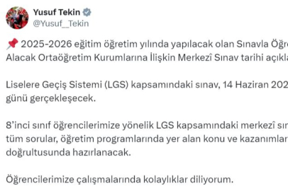 LGS kapsamındaki merkezi sınav 14 Haziran'da yapılacak