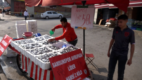 Samsunspor’un başarısını, 75 kasa hamsiyi, kilosunu 25 TL’den satarak kutladı