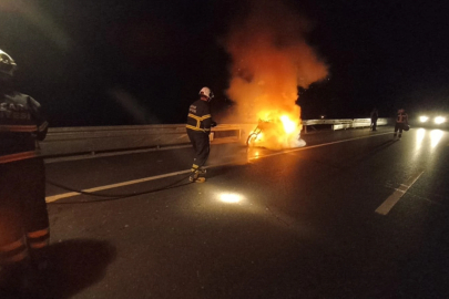 Tokat'ta seyir halindeki motosiklet alev aldı