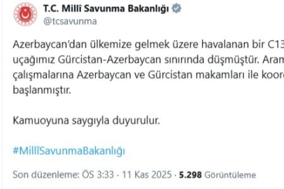 MSB: Askeri kargo uçağımız Gürcistan-Azerbaycan sınırında düştü