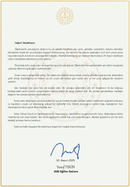 Bakan Tekin'den öğretmenlere mektup