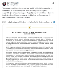 Cevdet Yılmaz: Üçüncü çeyrek verileri, ekonomimizin dirençli yapısını ortaya koymaktadır