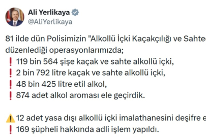 119 bin şişe sahte alkole el konuldu