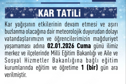 Öğrenci ve velilerin dikkatine: Elazığ genelinde 'kar tatili' kararı