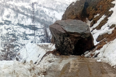 Bitlis'te heyelan kabusu: Dev kayalar yolları kapattı