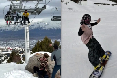 Erzincan Ergan Dağı'nda Kahkaha Tufanı: Telesiyejde Kartopu Pususu