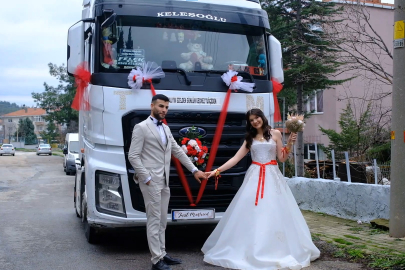 Keşan'da Dev Gelin Arabası: TIR Şoförünün Sıra Dışı Düğün Konvoyu!