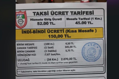 Bursa'da Taksi Ücretlerine Büyük Zam: İndi Bindi 150 TL Oldu