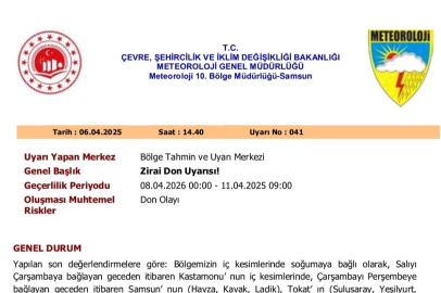 Orta Karadeniz'de Zirai Don Alarmı: Çiftçilere Uyarı