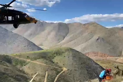 Adıyaman'da Dağdan Düşen Şahsa Helikopterli Kurtarma