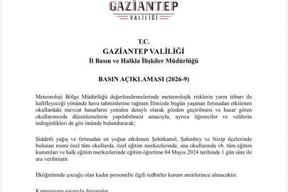 Gaziantep’te fırtına sonrası okullar tatil edildi
