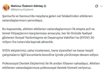 Bakan Göktaş Duyurdu: Sel Bölgelerine 30 Milyon TL Acil Kaynak