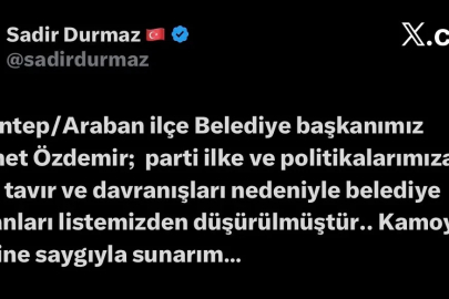 MHP, Araban Belediye Başkanını parti listesinden düşürdü
