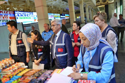 Antalya otogarında bayram öncesi bilet ve fiyat etiketi denetimi
