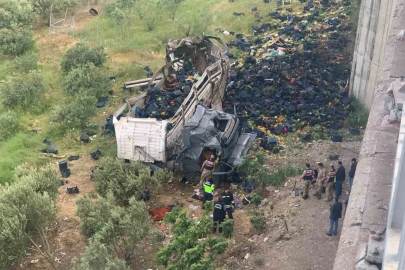 Otomobile çarpan sebze yüklü tır viyadükten aşağı uçtu: 3 ölü, 3 yaralı