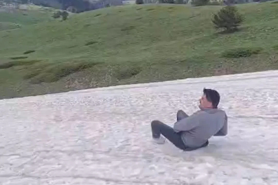 Haziran ayında kar eğlencesi görüntülendi
