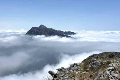 Kaya Düldül dağı sis denizinin ortasında kaldı
