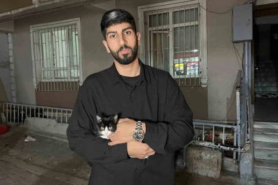 Küçükçekmece’de 7’inci kattan düşen kedi şemsiye ile kurtarıldı

