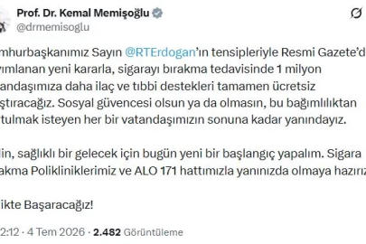 Sigarayı bırakma tedavisinde 1 milyon vatandaşa daha ücretsiz ilaç ve tıbbi destek sağlanacak