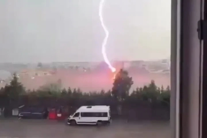 Tekirdağ’da palmiye ağacına yıldırım düştü, alev alev yandı
