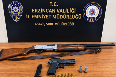 Erzincan’da ruhsatsız tabanca ve tüfek ele geçirildi