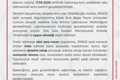 Tahsildaroğlu’nun bir parti beyaz peyniri piyasadan toplatıldı
