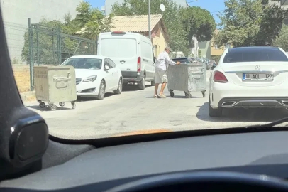 Çanakkale’de başıboş gezen çöp konteynerleri ile sürücünün imtahanı
