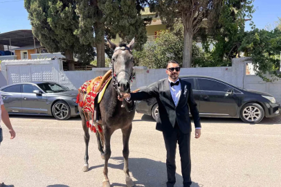 Atla gelin almaya giden damadın planını trafik bozdu
