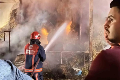 Samanlık alev alev yandı, 4 kişi dumandan etkilendi
