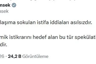 Hazine ve Maliye Bakanı Şimşek: "Şahsımla ilgili istifa iddiaları asılsızdır"
