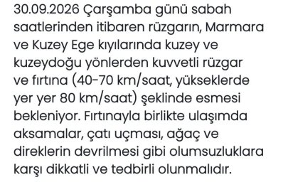 Meteoroloji açıkladı: Marmara ve Kuzey Ege’de fırtına bekleniyor
