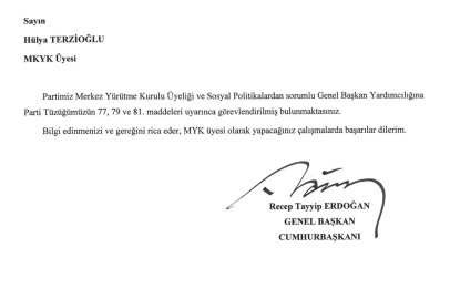 AK Parti Sosyal Politikalardan Sorumlu Genel Başkan Yardımcılığına Terzioğlu atandı
