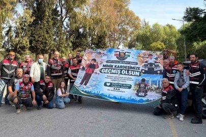 Motosiklet grubundan lösemi hastası minik Ali’ye pankartlı sürpriz ziyaret
