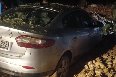 Park halindeki otomobil heyelanda zarar gördü
