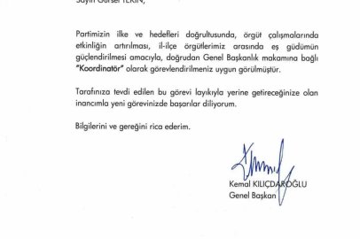 Gürsel Tekin, "Genel Başkanlık Makamına Bağlı Koordinatör" görevine getirildi
